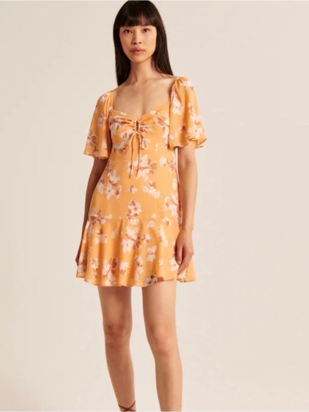 Flutter Sleeve Keyhole Mini Dress